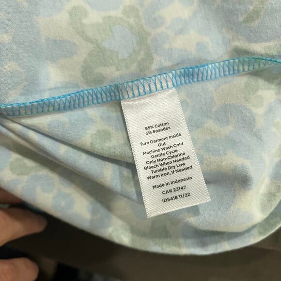 Talbots Ikat Blue & Cream Medallion Crewneck Cotton T Shirt Size M - Picture 6 of 8